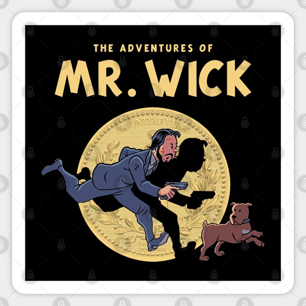 The Adventures Of Mr. Wick Sticker by Three Meat Curry